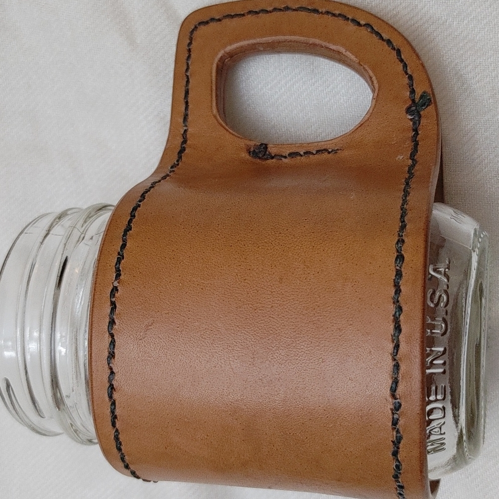 Leather Mason jar handle HANDMADE Horween leather